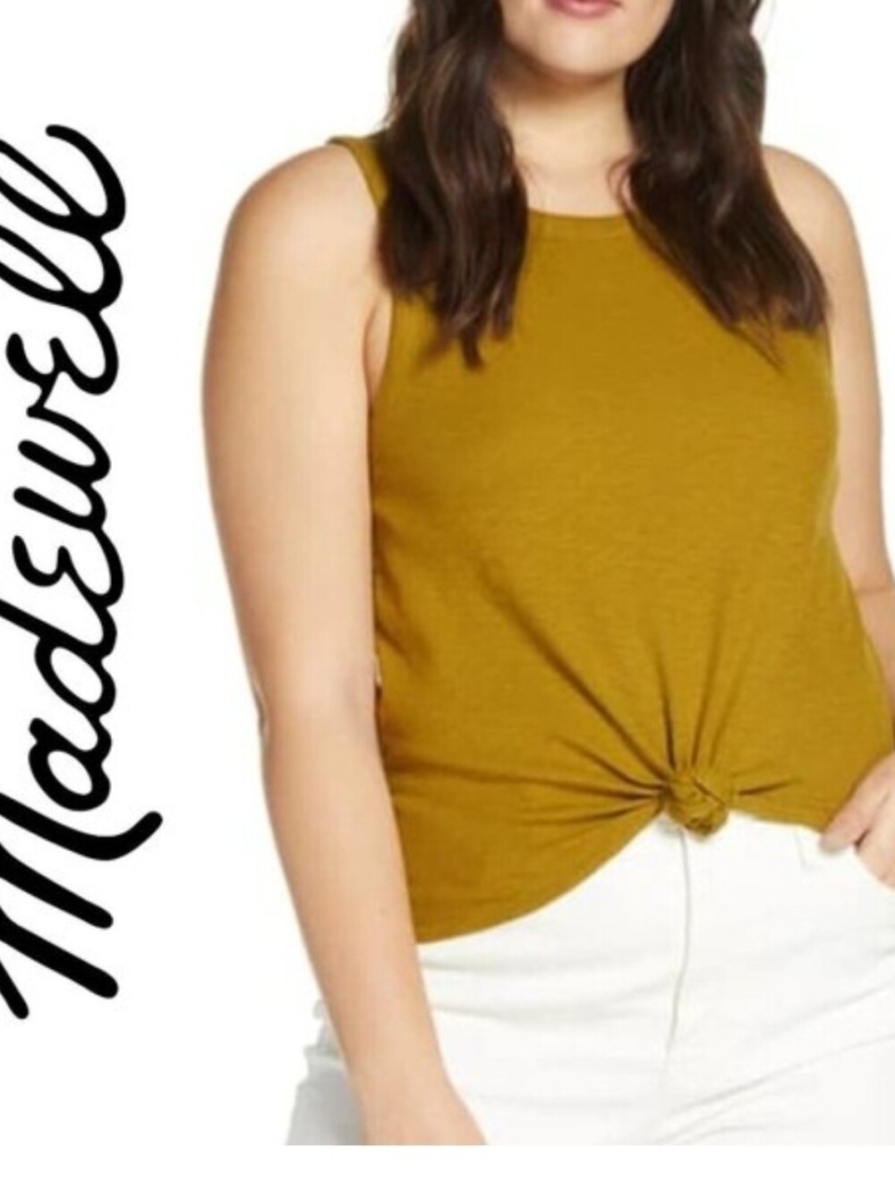 Madewell Audio Knot-Front Tank Olive Medium